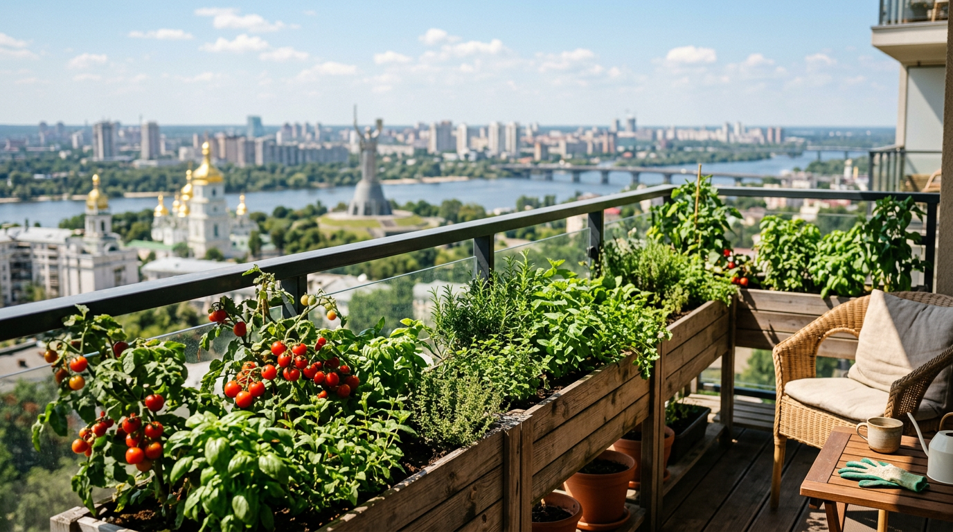 Міський балкон з городом